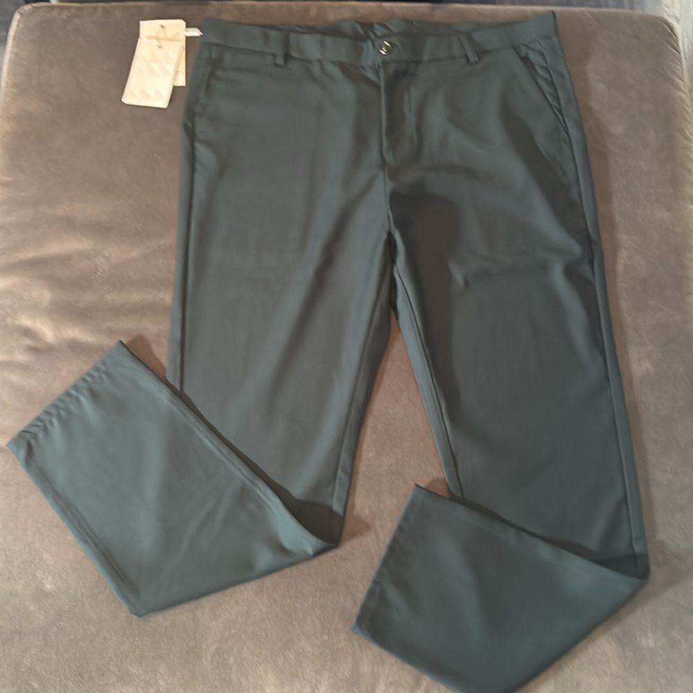 Men’s Dark Green Flat Fronted Dress Pants Size 38 NEW